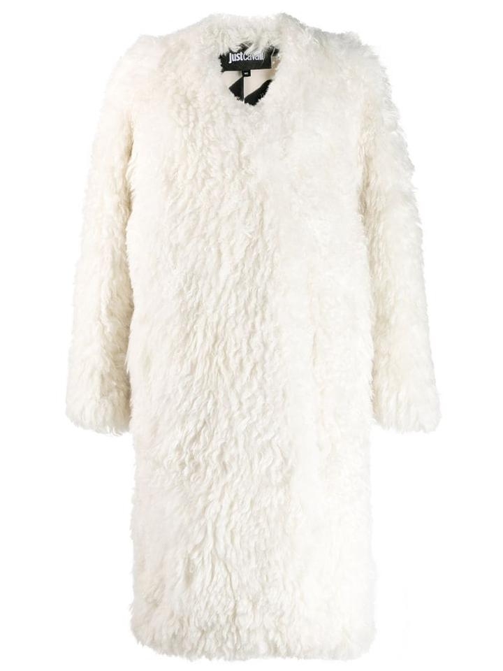 Just Cavalli Oversized Open Coat - White