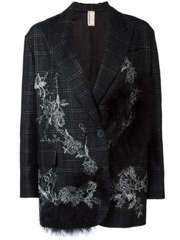 Antonio Marras Embellished Check Boyfriend Jacket, Women's, Size: 40, Black, Wool/acetate/polyamide/viscose