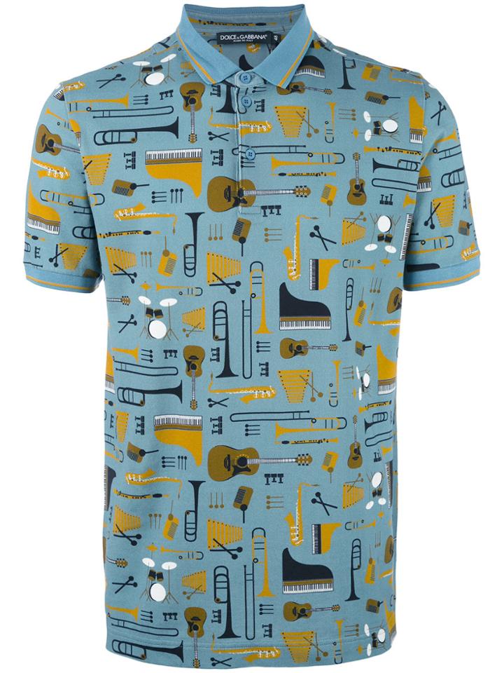 Dolce & Gabbana Musical Instrument Print Polo Shirt - Multicolour