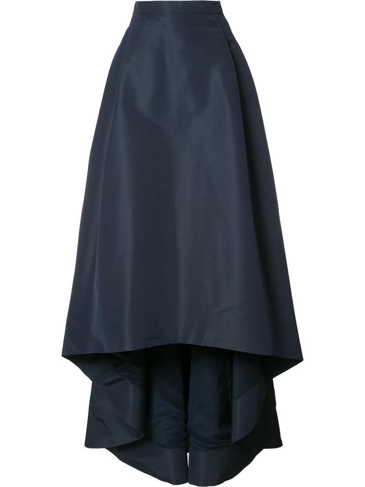Carolina Herrera Asymmetric Full Skirt, Women's, Size: 2, Blue, Silk