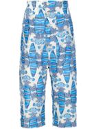 Julien David Textured Cropped Pants - Blue