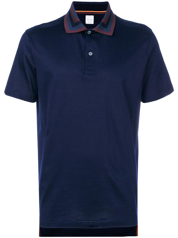 Paul Smith - Striped Collar Polo Shirt - Men - Cotton - M, Blue, Cotton