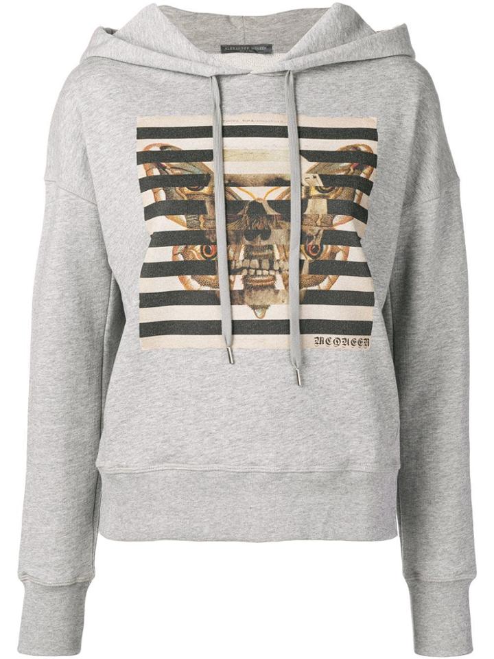 Alexander Mcqueen Butterfly & Skull Printed Hoodie - Grey
