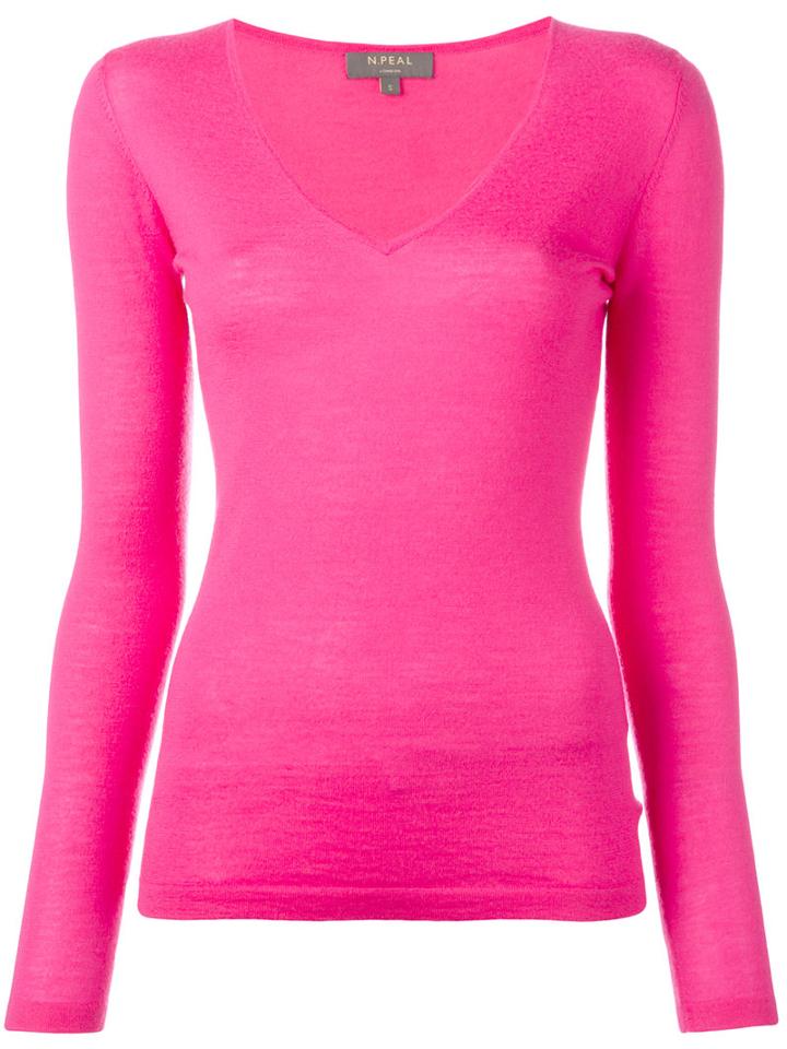 N.peal - Cashmere Superfine V-neck Jumper - Women - Cashmere - Xs, Pink/purple, Cashmere