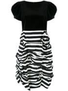 Comme Des Garçons Girl - Ruched Two Tone Striped Dress - Women - Cotton - S, Black, Cotton