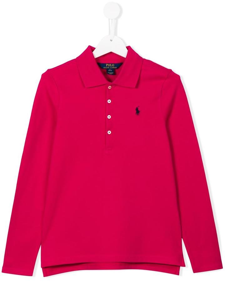 Ralph Lauren Kids Long Sleeve Polo Shirt, Girl's, Size: 14 Yrs, Pink/purple