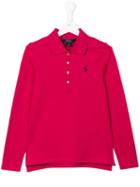 Ralph Lauren Kids Long Sleeve Polo Shirt, Girl's, Size: 14 Yrs, Pink/purple