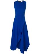 Victoria Beckham Asymmetric Ruffle Fitted Dress - Blue