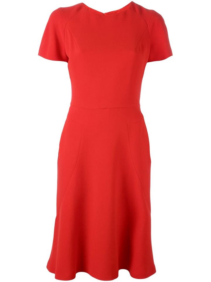 Alexander Mcqueen Short Sleeve Flared Dress, Women's, Size: 42, Red, Viscose/silk