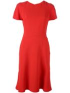 Alexander Mcqueen Short Sleeve Flared Dress, Women's, Size: 42, Red, Viscose/silk