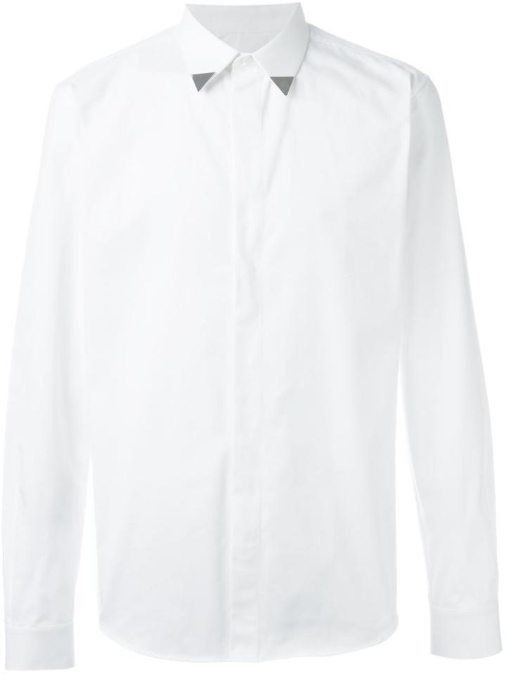 Givenchy Contrast Tip Shirt, Men's, Size: 39, White, Cotton/brass
