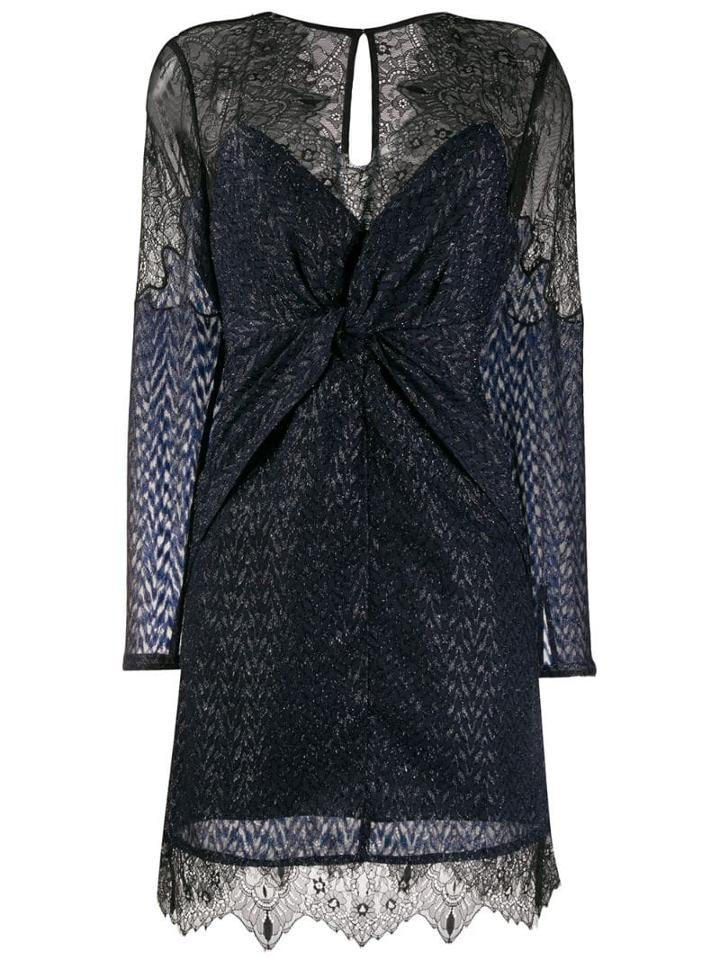 Self-portrait Lace Knot Front Dress - Blue