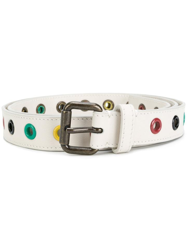 Tomas Maier Eyelet Belt - White