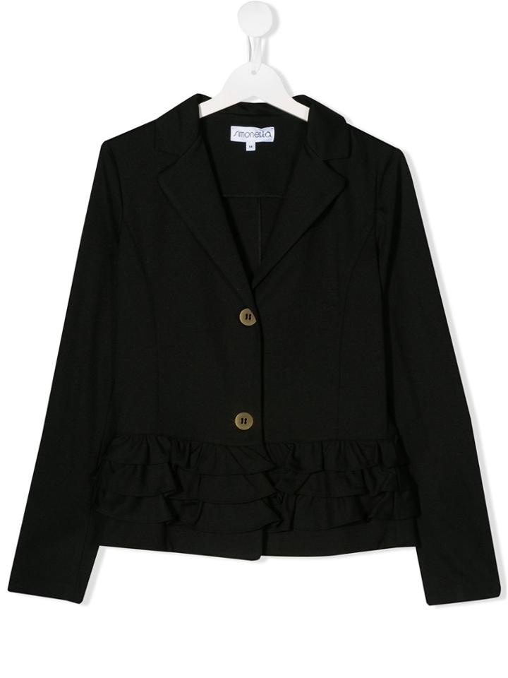 Simonetta Teen Frill-trim Blazer - Black