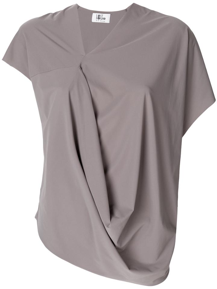 Lost & Found Ria Dunn Short-sleeve Draped Blouse - Grey