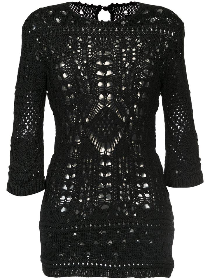 Yohji Yamamoto Vintage Knit Crochet Top - Black