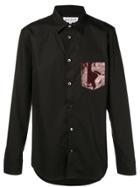 Maison Margiela Contrast-patch Fitted Shirt - Black