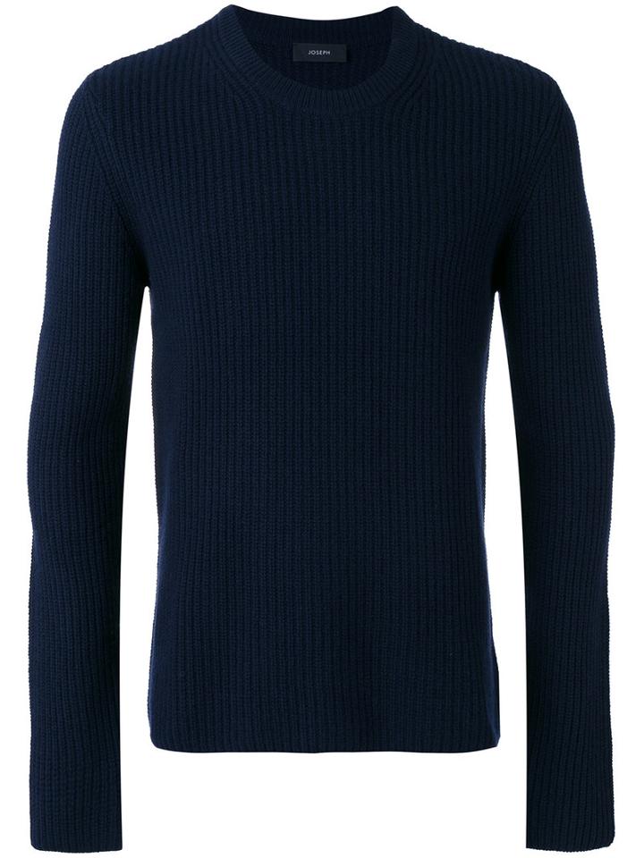 Joseph Ribbed Cashmere Jumper, Men's, Size: Medium, Blue, Cashmere