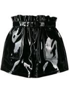 Saint Laurent Patent Belted Shorts - Black