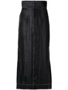G.v.g.v. Contrast Stitch Maxi Skirt, Women's, Size: 34, Black, Nylon/polyester/rayon