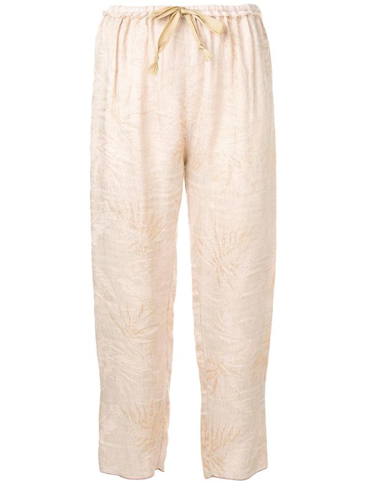 Forte Forte Leaf Detail Cropped Trousers - Neutrals
