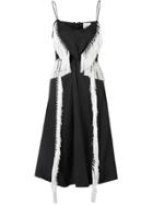 Burberry Fringe Detail Silk Satin Slip Dress - Black