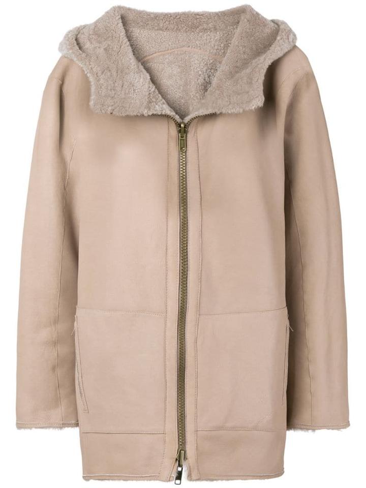 Sylvie Schimmel Hooded Shearling Jacket - Neutrals