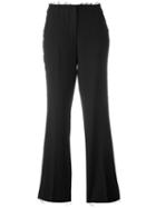 Dondup Frayed Flared Trousers, Women's, Size: 40, Black, Virgin Wool