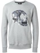 Markus Lupfer Sequin Skull Sweatshirt, Men's, Size: Large, Grey, Cotton