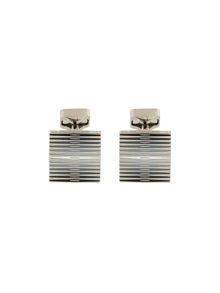 Tateossian Striped Cufflink - Grey