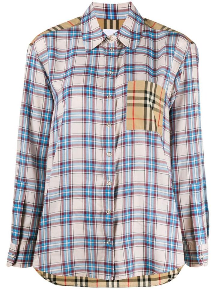 Burberry Vintage Check Panel Voile Shirt - Neutrals