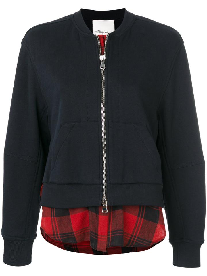 3.1 Phillip Lim Checked Detail Bomber Jacket - Blue