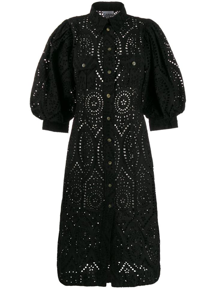 Ganni Broderie Anglaise Maxi Dress - Black