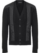 Prada Cable Knit Panelled Cardigan - Black