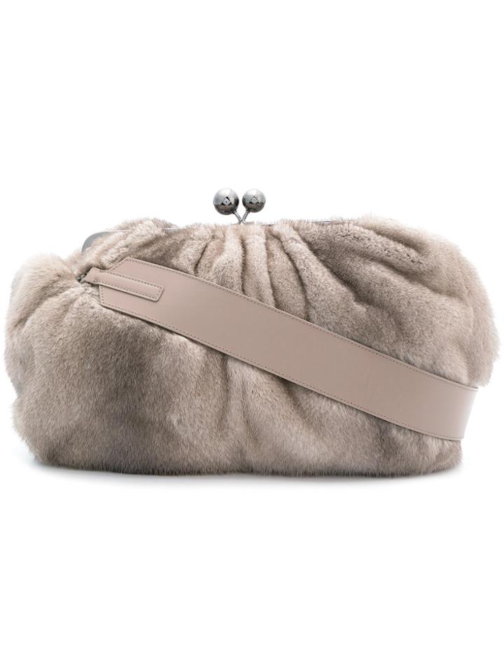 Weekend Max Mara Oversized Fur Clutch - Grey