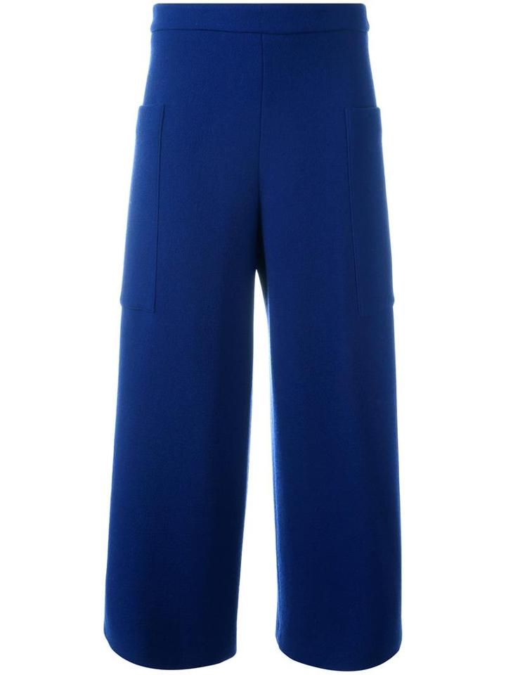Msgm Patch Pocket Culottes, Women's, Size: 42, Blue, Polyester/wool