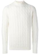 Roberto Collina Cable Knit Jumper, Men's, Size: 52, White, Cashmere