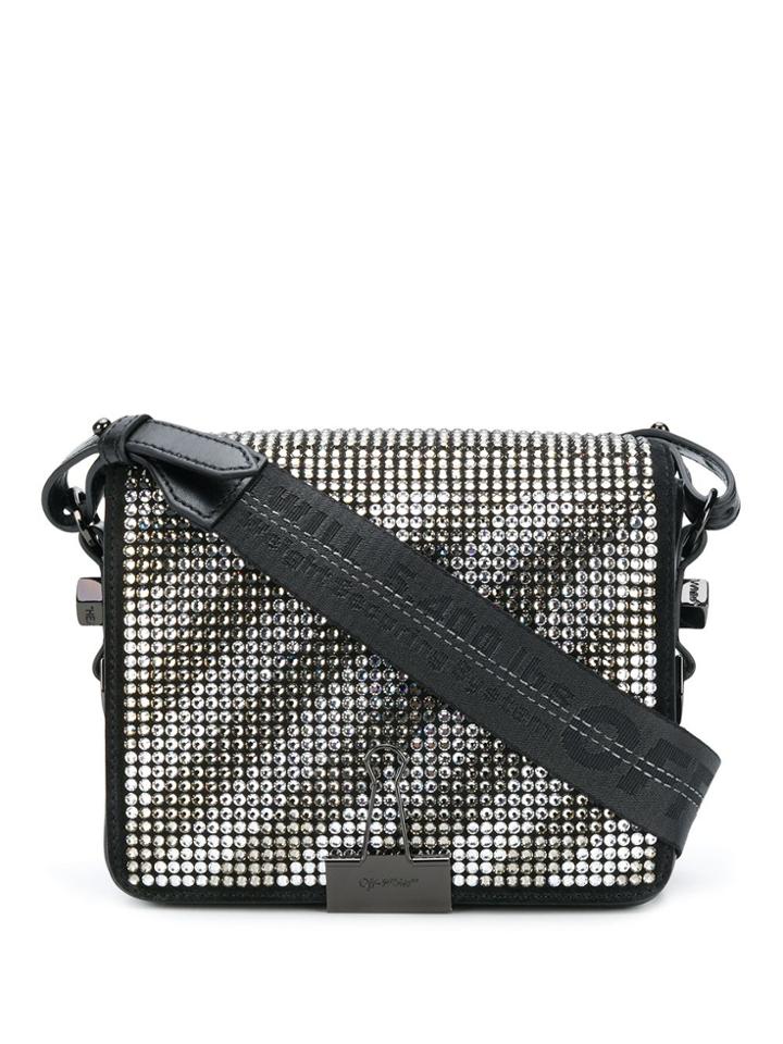 Off-white Crystal Binder Clip Bag - Black