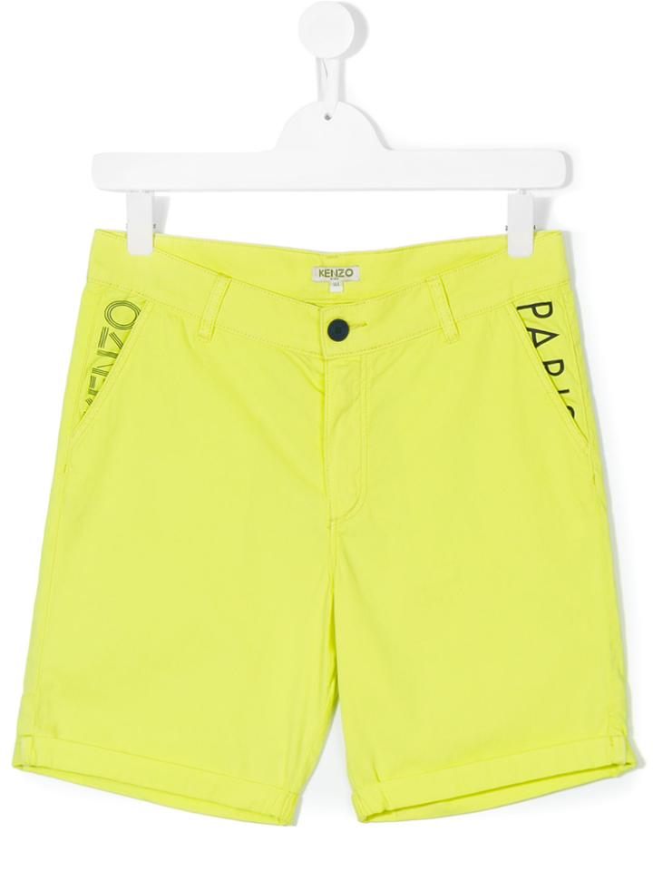 Kenzo Kids Logo Print Casual Shorts - Yellow & Orange