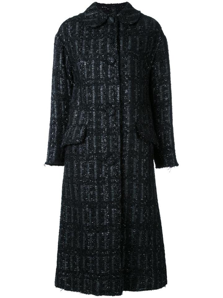 Simone Rocha Tweed Long Coat, Women's, Size: 6, Black, Acrylic/nylon/polyester/wool