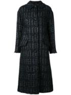 Simone Rocha Tweed Long Coat, Women's, Size: 6, Black, Acrylic/nylon/polyester/wool