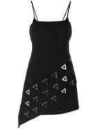 David Koma Studded Triangles Fitted Dress, Women's, Size: 8, Black, Acrylic/spandex/elastane/viscose/lyocell