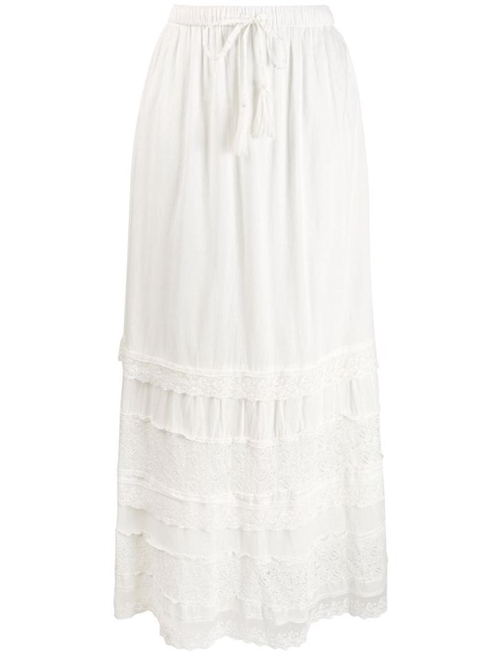 Twin-set Lace Hem Maxi Skirt - White