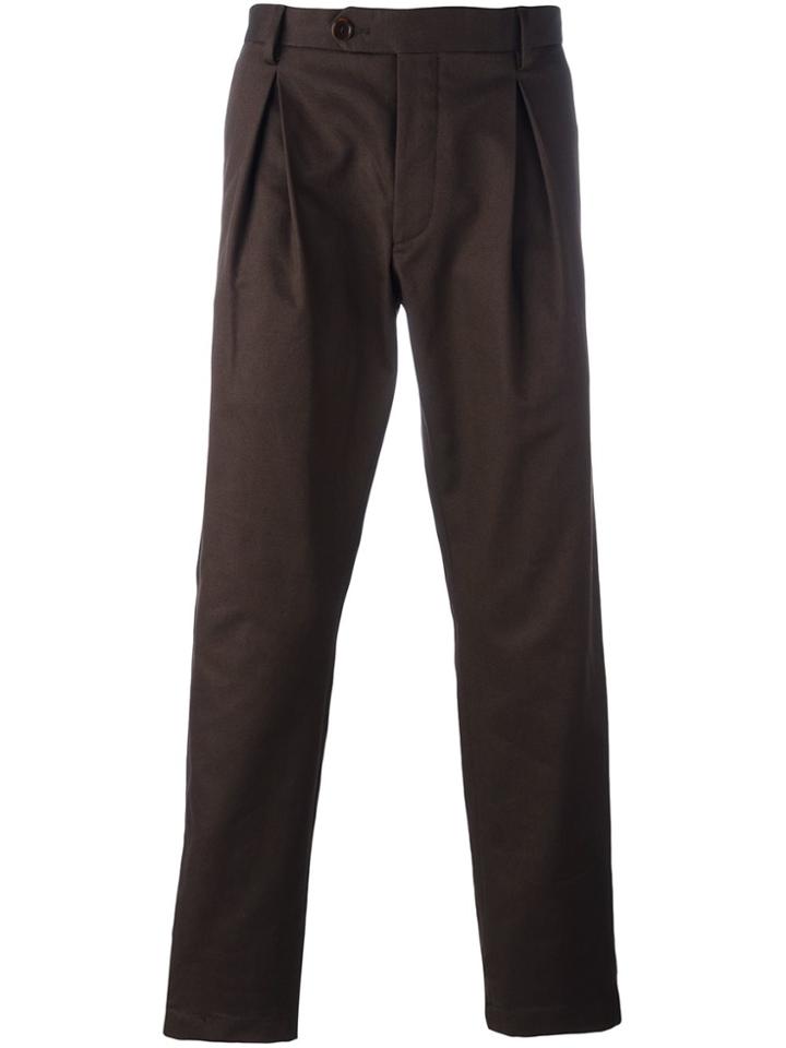 Al Duca D'aosta 1902 Pleat Detail Straight Leg Trousers - Brown