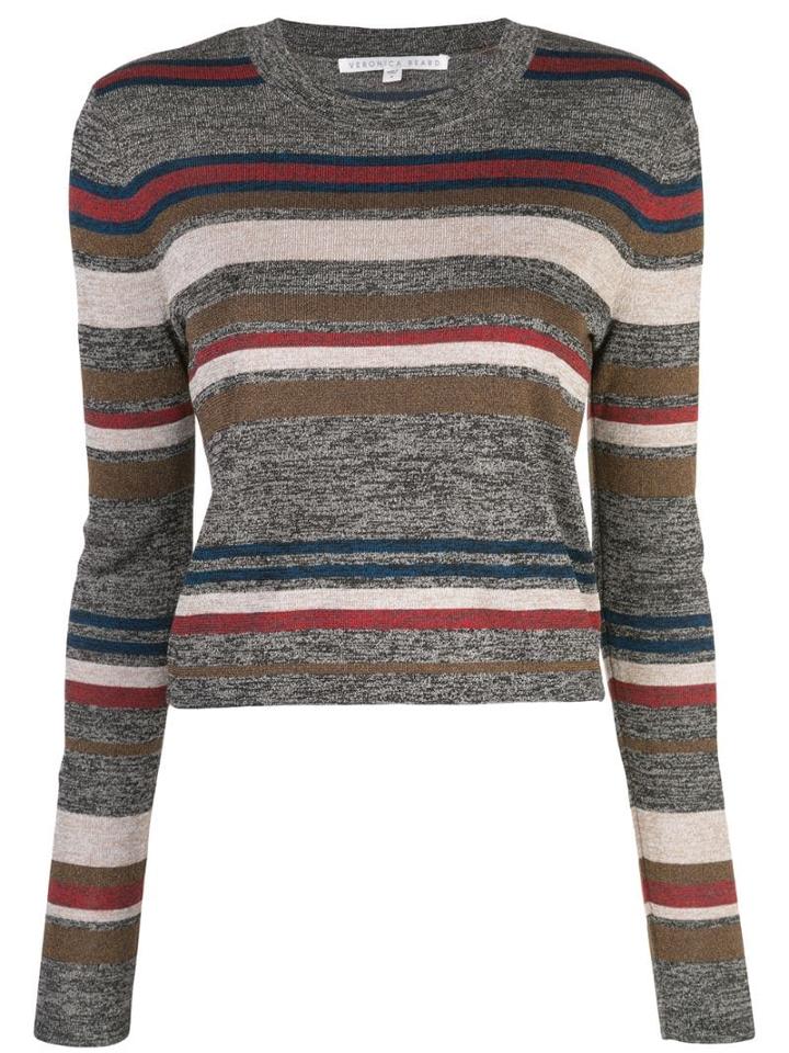 Veronica Beard Striped Knitted Top - Grey