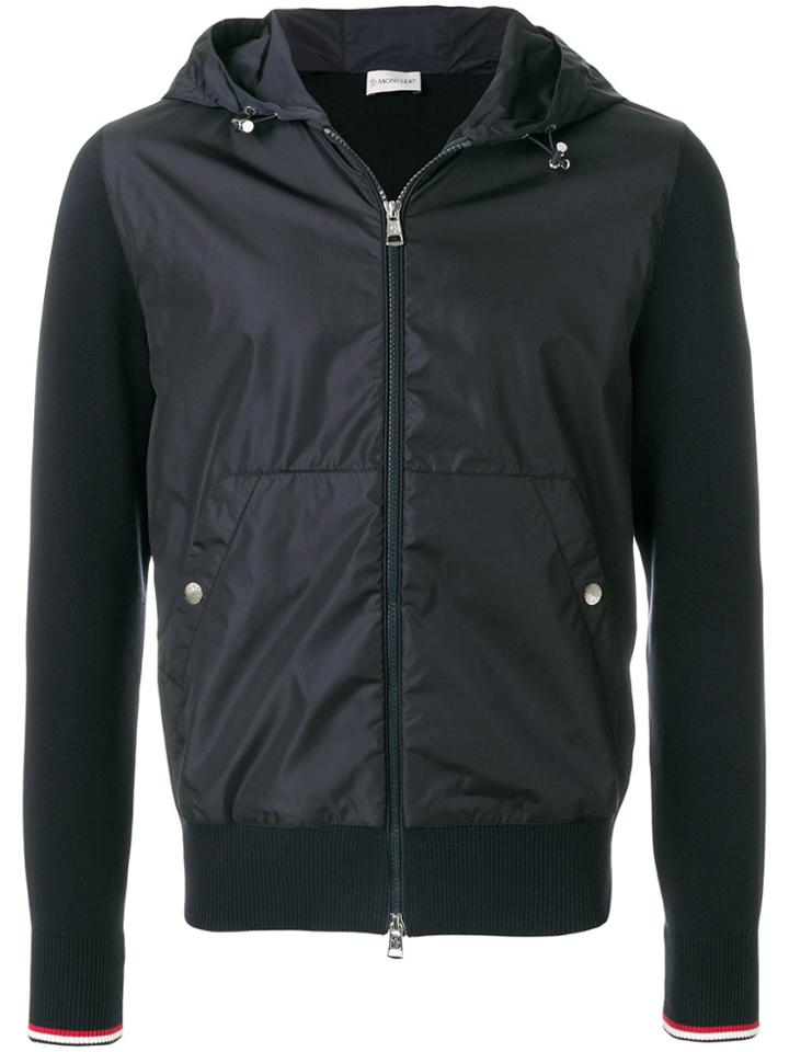 Moncler Shell Front Knitted Hoodie - Blue