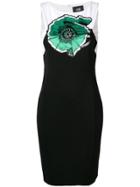 Cavalli Class Embroidered Floral Midi Dress - Black