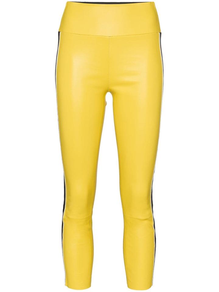 Sprwmn Capri Stripe Stretch Leather Trousers - Yellow
