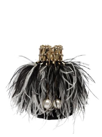 Rosantica Dafne Small Feather Bracelet Bag - Black