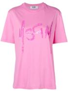 Msgm Embellished Logo T-shirt - Pink & Purple